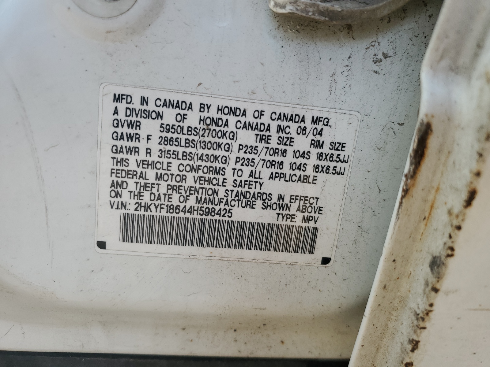 2HKYF18644H598425 2004 Honda Pilot Exl