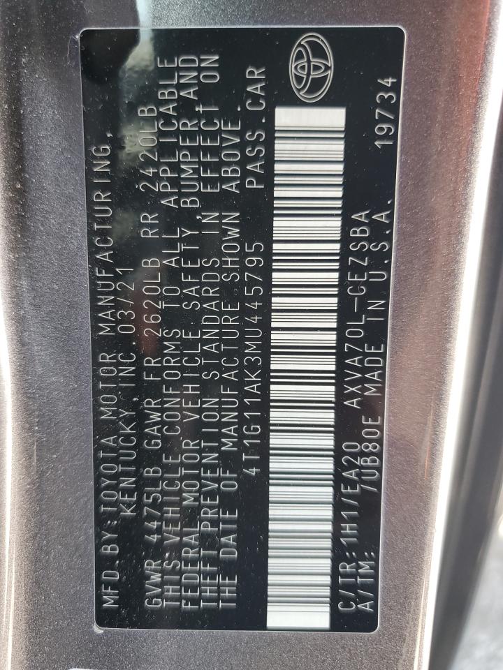 4T1G11AK3MU445795 2021 TOYOTA CAMRY - Image 13