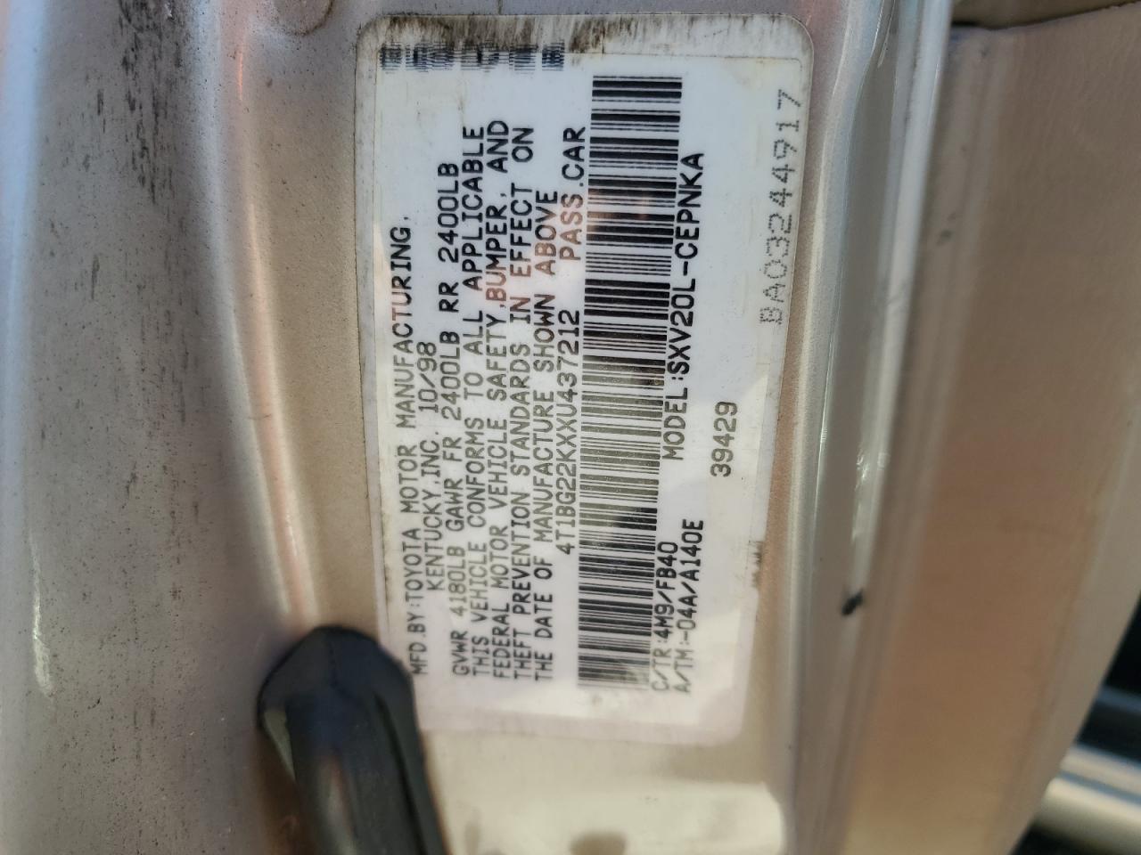 4T1BG22KXXU437212 1999 Toyota Camry Ce