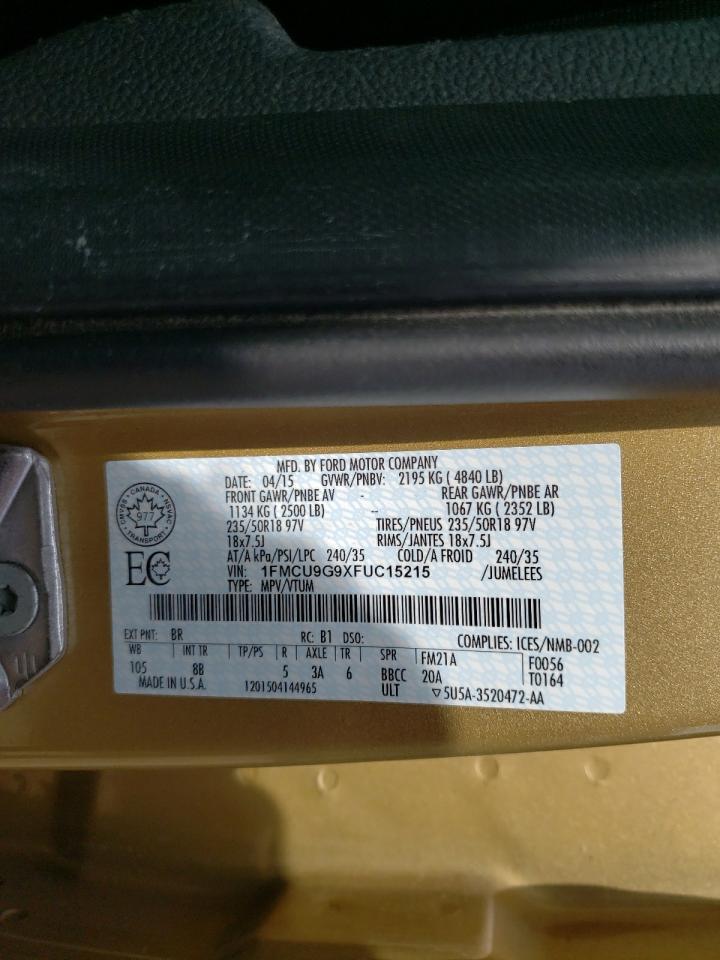 2015 Ford Escape Se VIN: 1FMCU9G9XFUC15215 Lot: 67794004