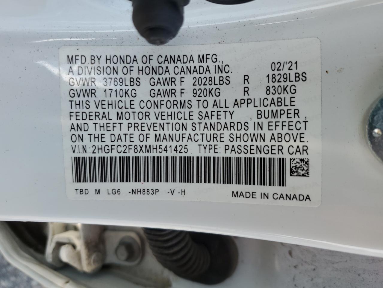 2HGFC2F8XMH541425 2021 HONDA CIVIC - Image 14