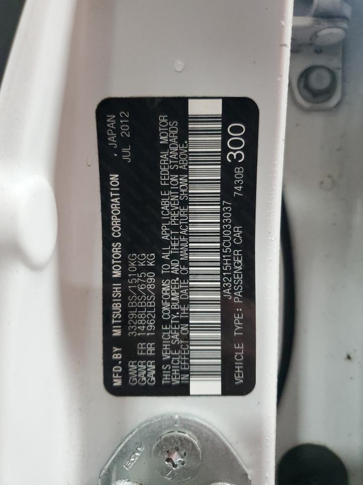 2012 Mitsubishi I Miev Es VIN: JA3215H15CU033037 Lot: 68733724