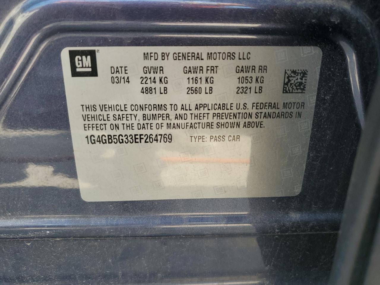 1G4GB5G33EF264769 2014 Buick Lacrosse