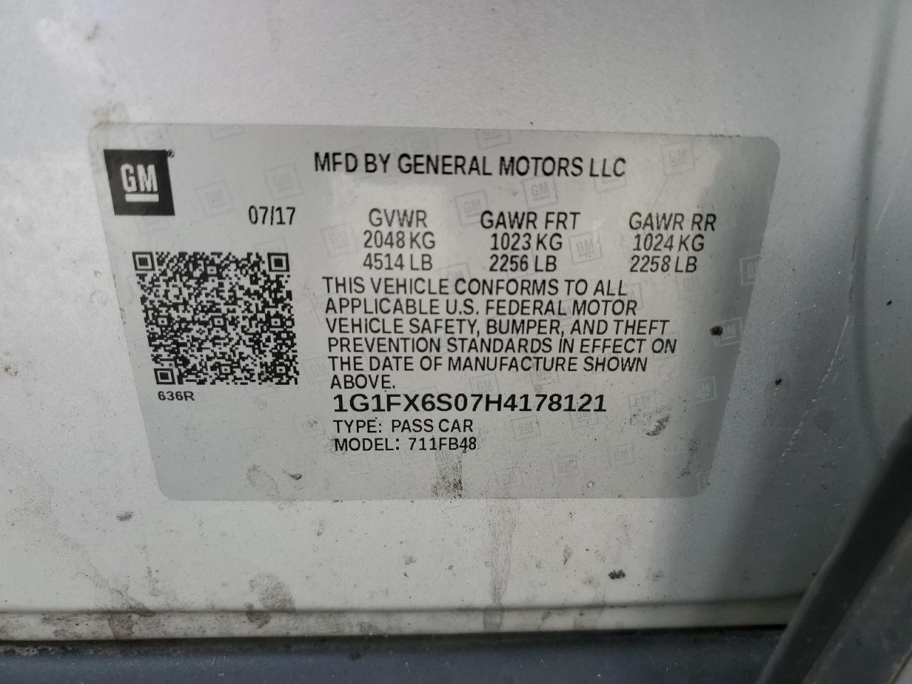 2017 Chevrolet Bolt Ev Premier VIN: 1G1FX6S07H4178121 Lot: 67212964