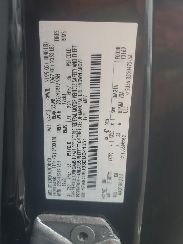 2013 Ford Escape Titanium VIN: 1FMCU9J93DUD41051 Lot: 65935354