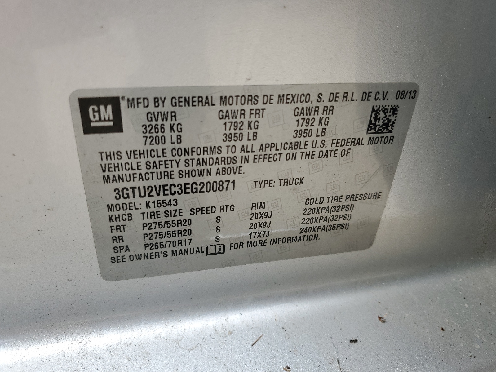 3GTU2VEC3EG200871 2014 GMC Sierra K1500 Slt