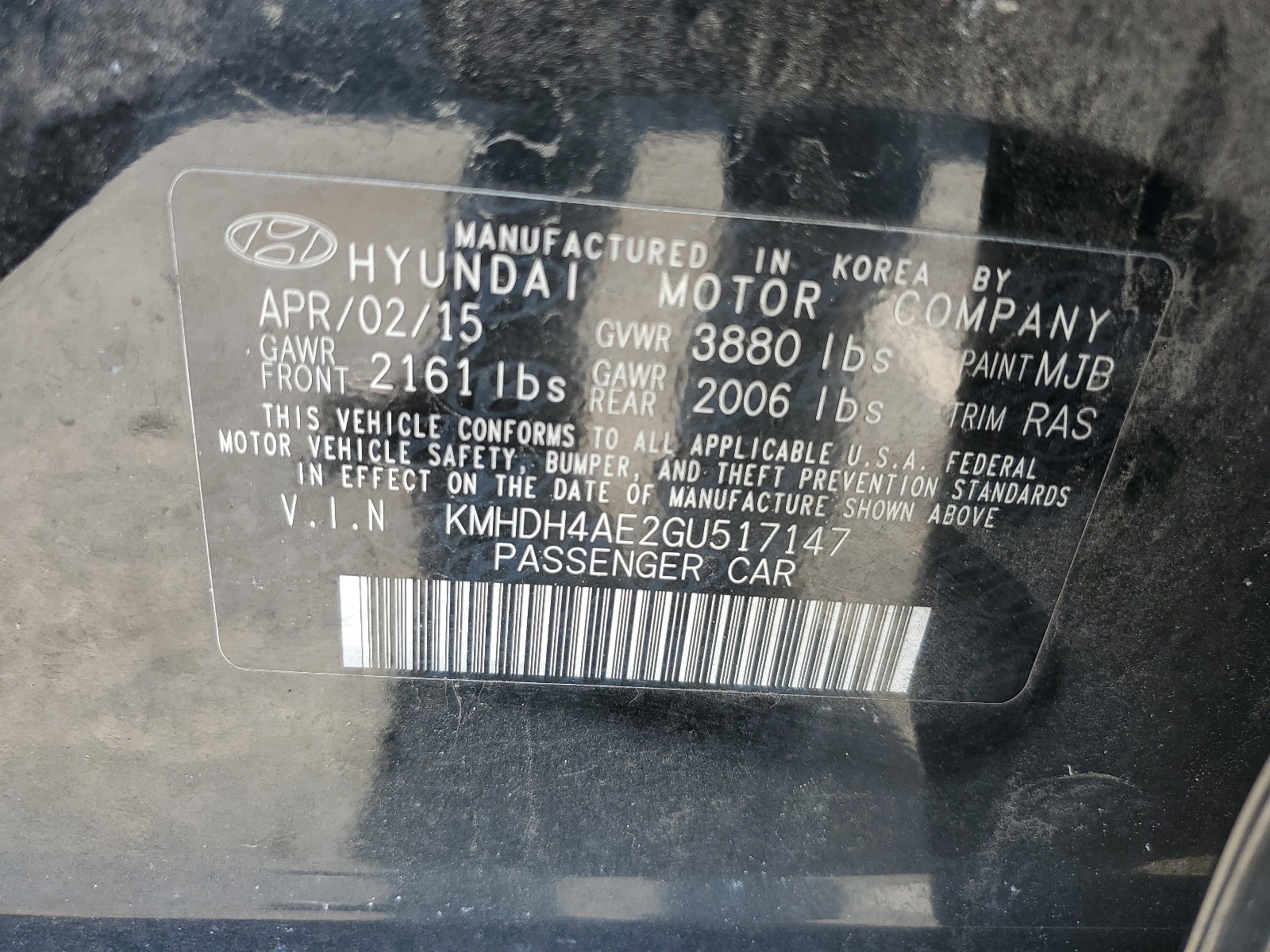 KMHDH4AE2GU517147 2016 Hyundai Elantra Se