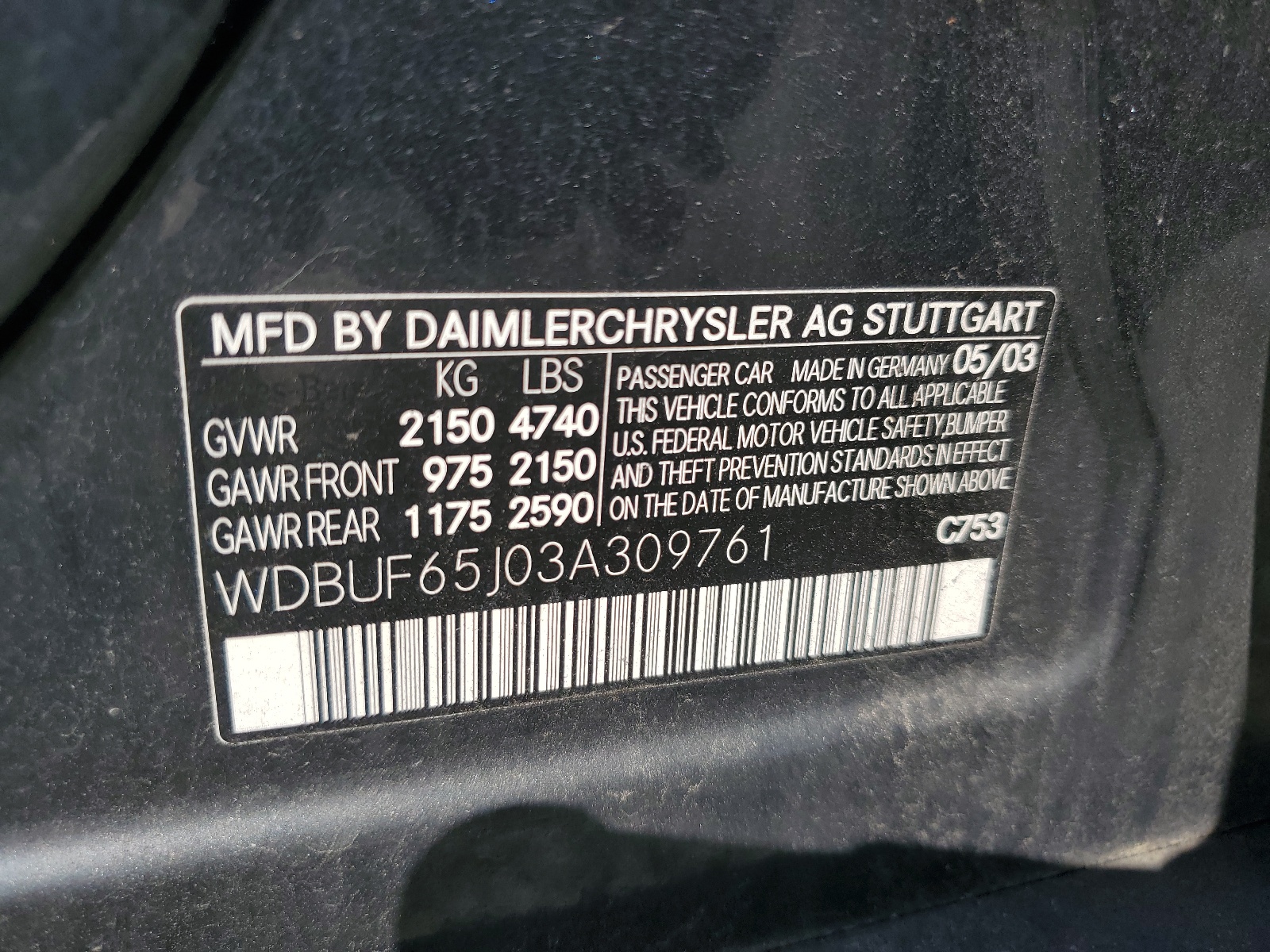 WDBUF65J03A309761 2003 Mercedes-Benz E 320