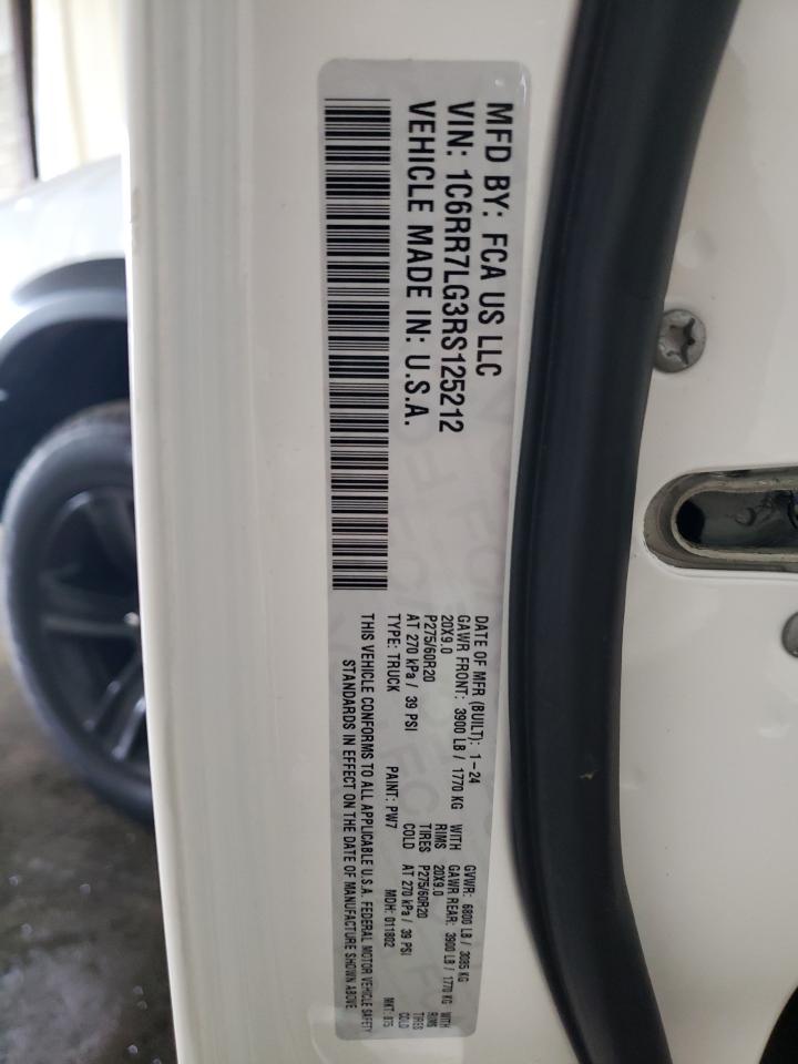 2024 Ram 1500 Classic Slt VIN: 1C6RR7LG3RS125212 Lot: 65915464