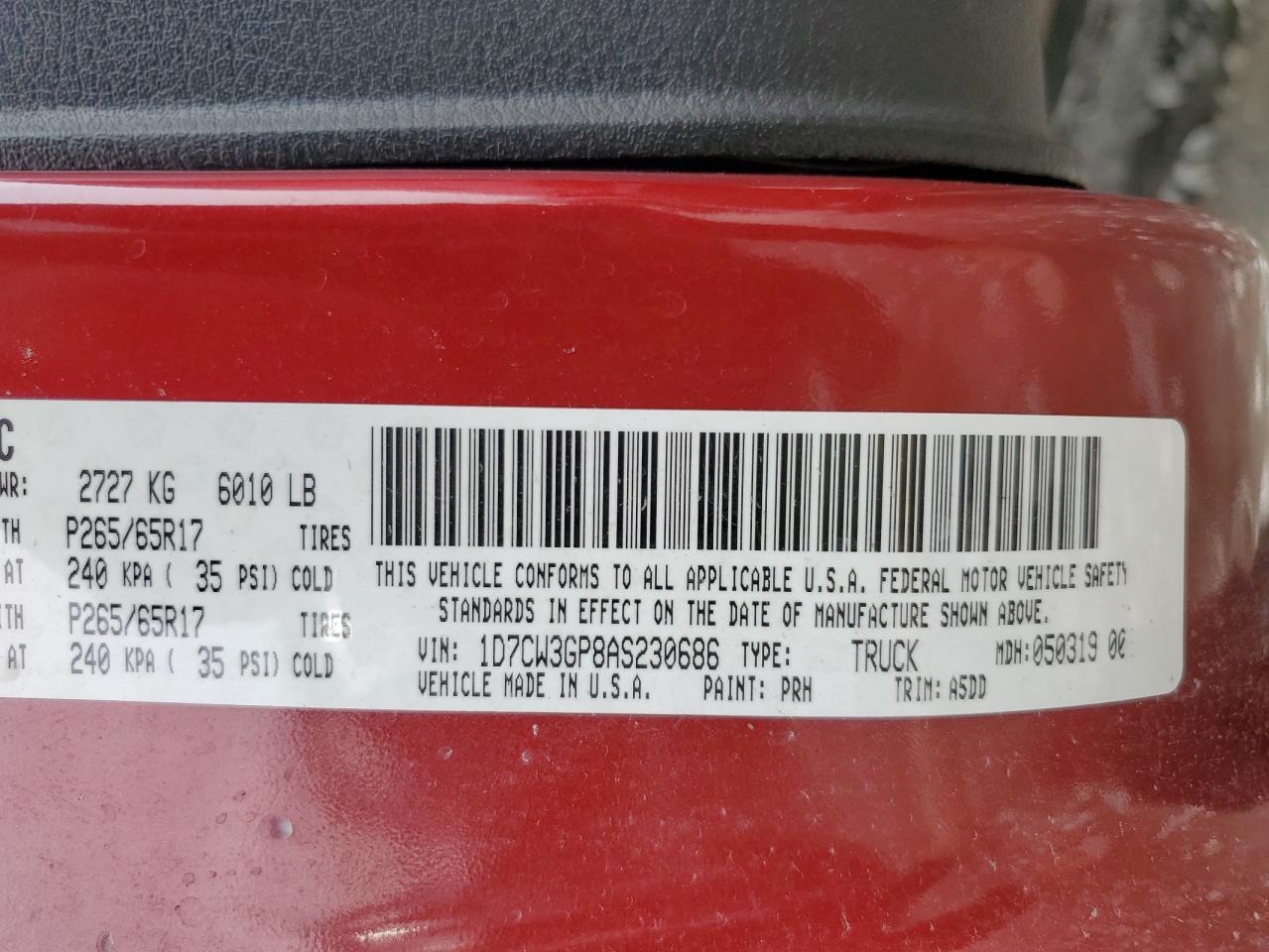 1D7CW3GP8AS230686 2010 Dodge Dakota Sxt