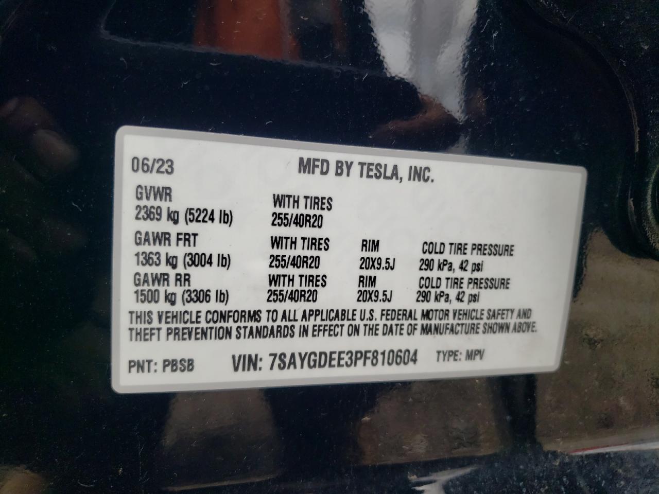 7SAYGDEE3PF810604 2023 Tesla Model Y