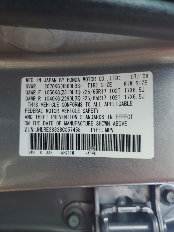 2008 Honda Cr-V Lx VIN: JHLRE38338C057458 Lot: 66109354