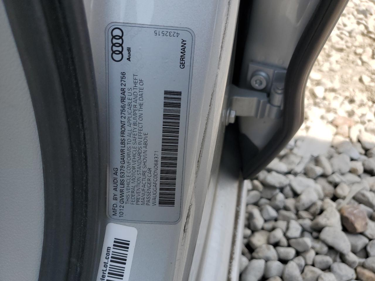 2013 Audi A6 Premium Plus VIN: WAUGGAFC0DN068371 Lot: 67151744