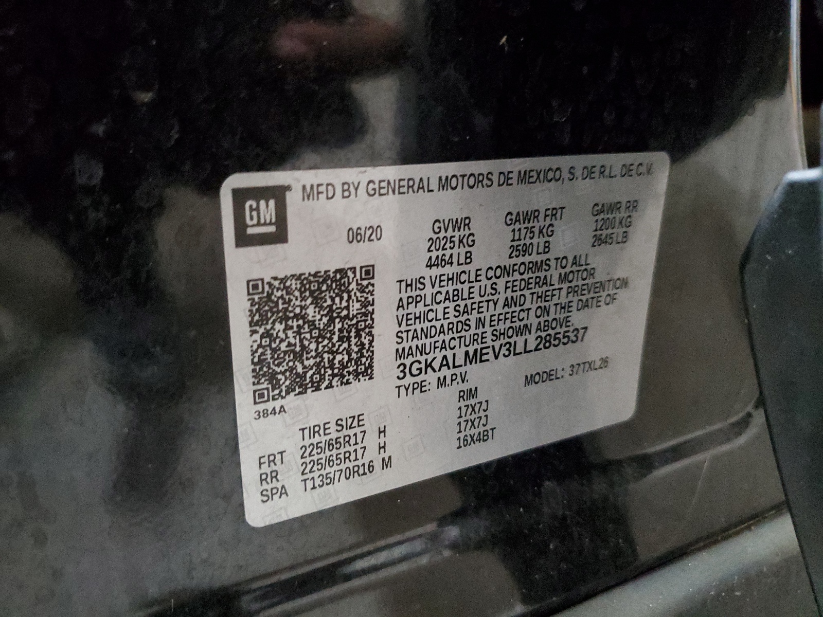 3GKALMEV3LL285537 2020 GMC Terrain Sle