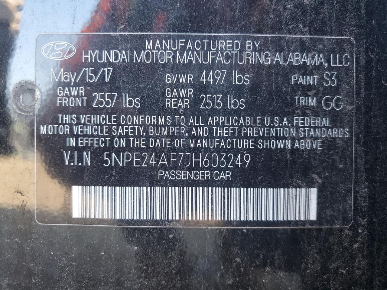 2018 Hyundai Sonata Se VIN: 5NPE24AF7JH603249 Lot: 68209874