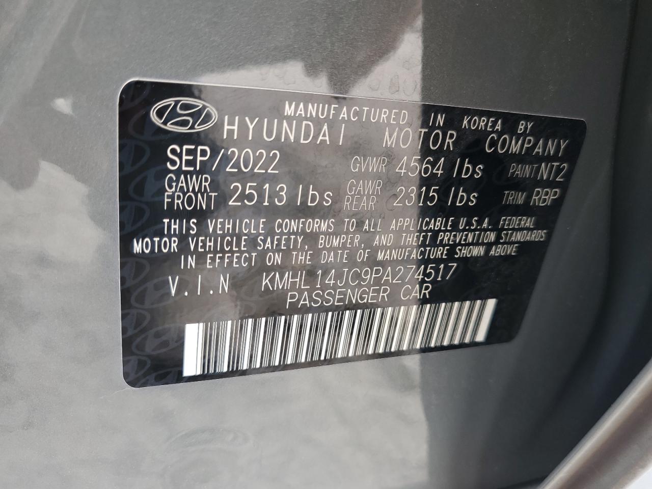 2023 Hyundai Sonata N Line VIN: KMHL14JC9PA274517 Lot: 67625304