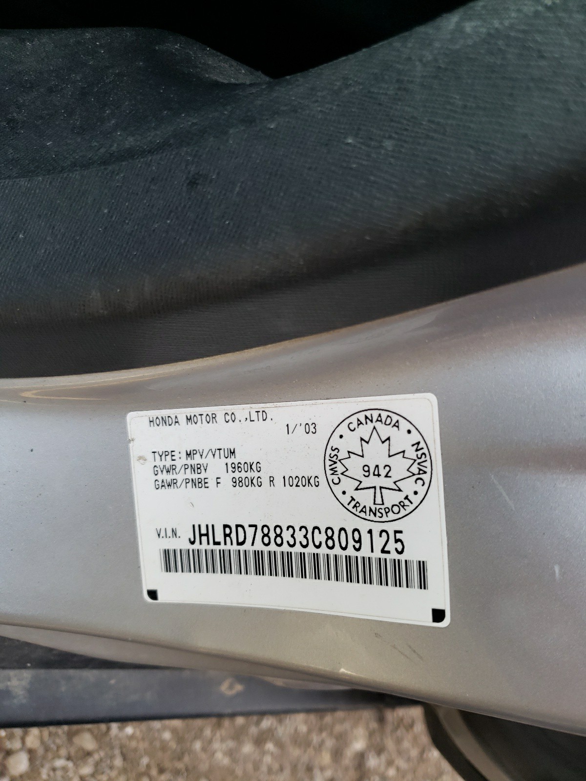 JHLRD78833C809125 2003 Honda Cr-V Ex