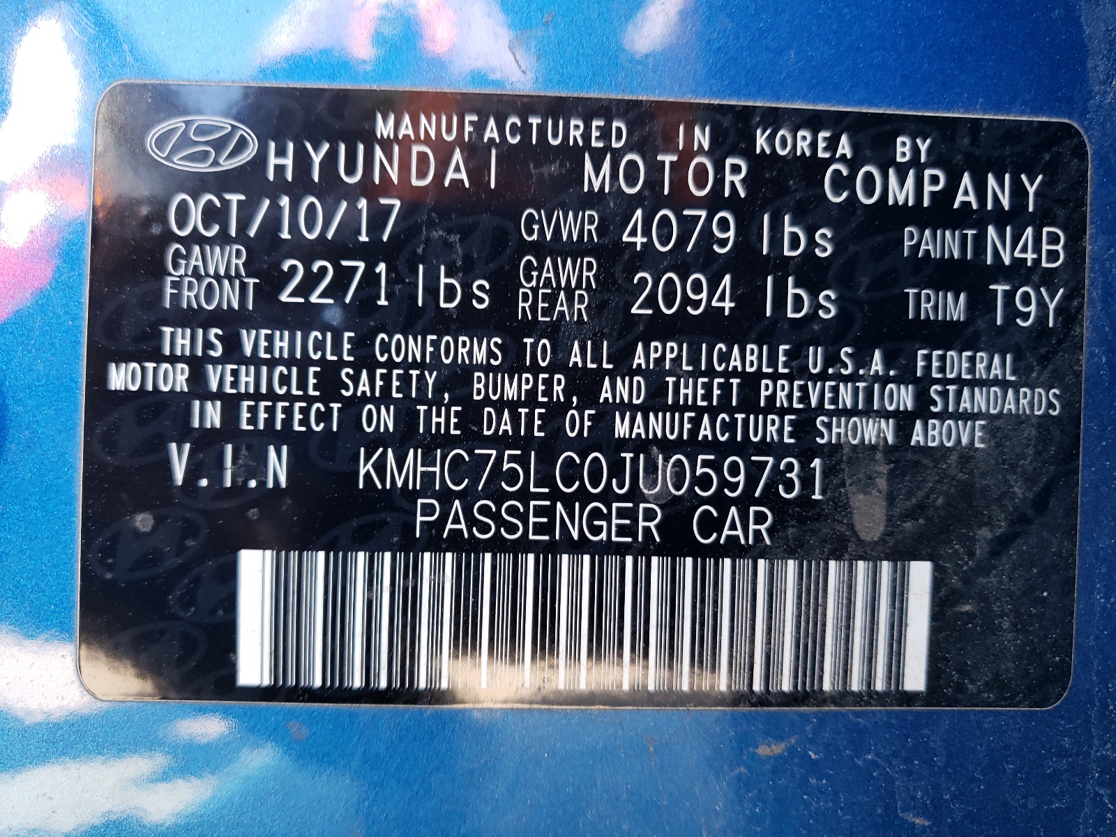 KMHC75LC0JU059731 2018 Hyundai Ioniq Sel