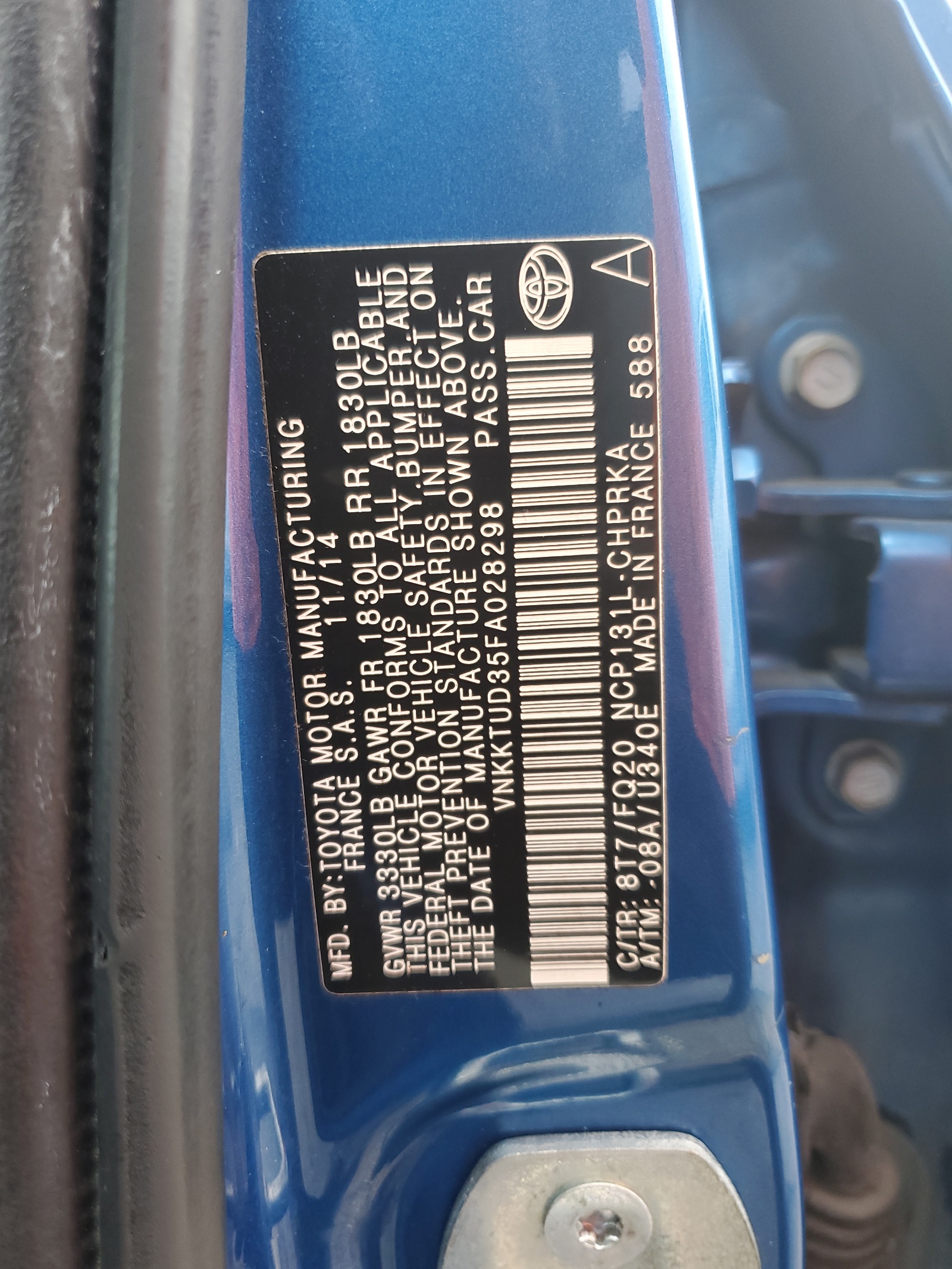 VNKKTUD35FA028298 2015 Toyota Yaris