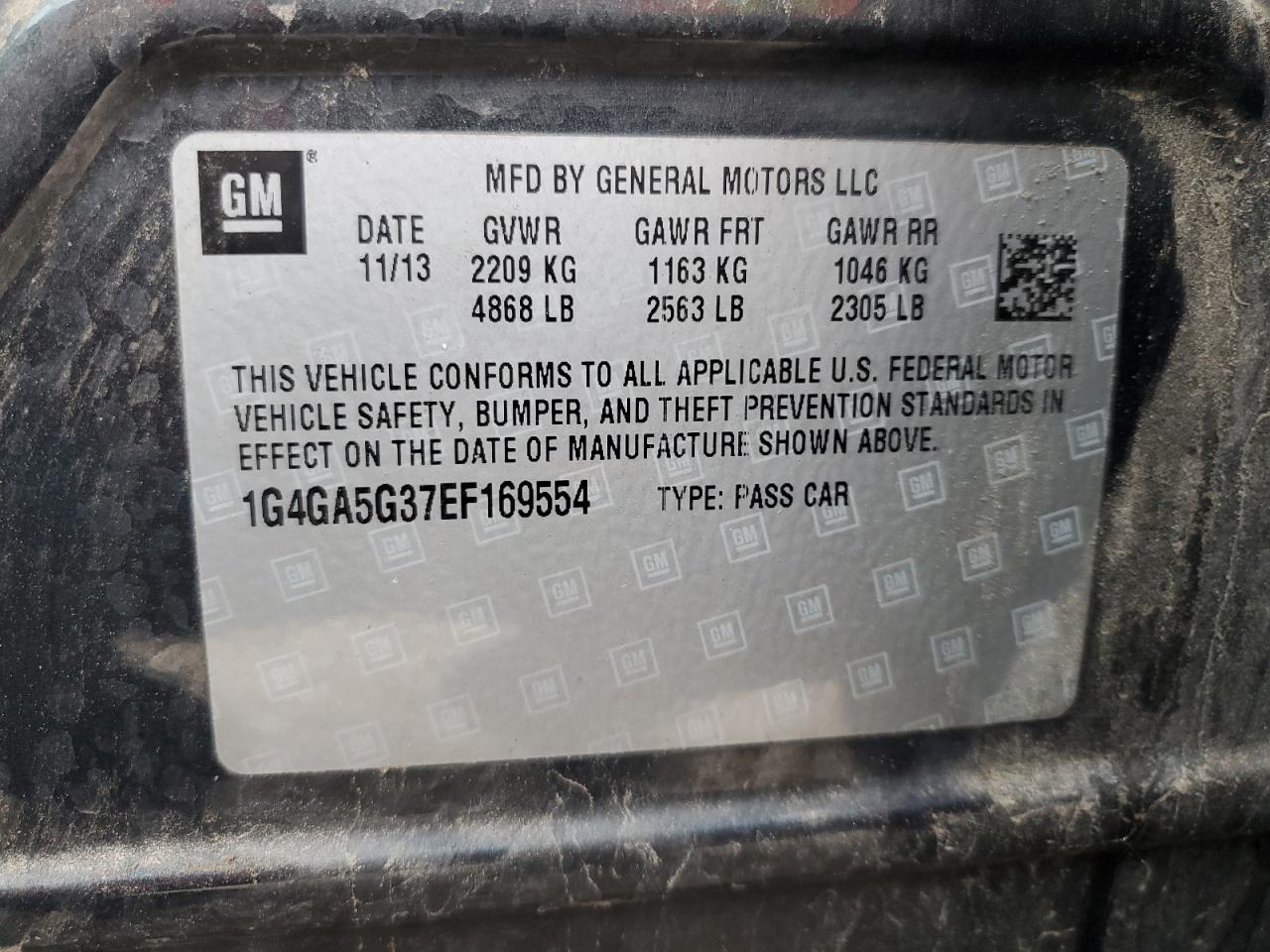 2014 Buick Lacrosse VIN: 1G4GA5G37EF169554 Lot: 65920014