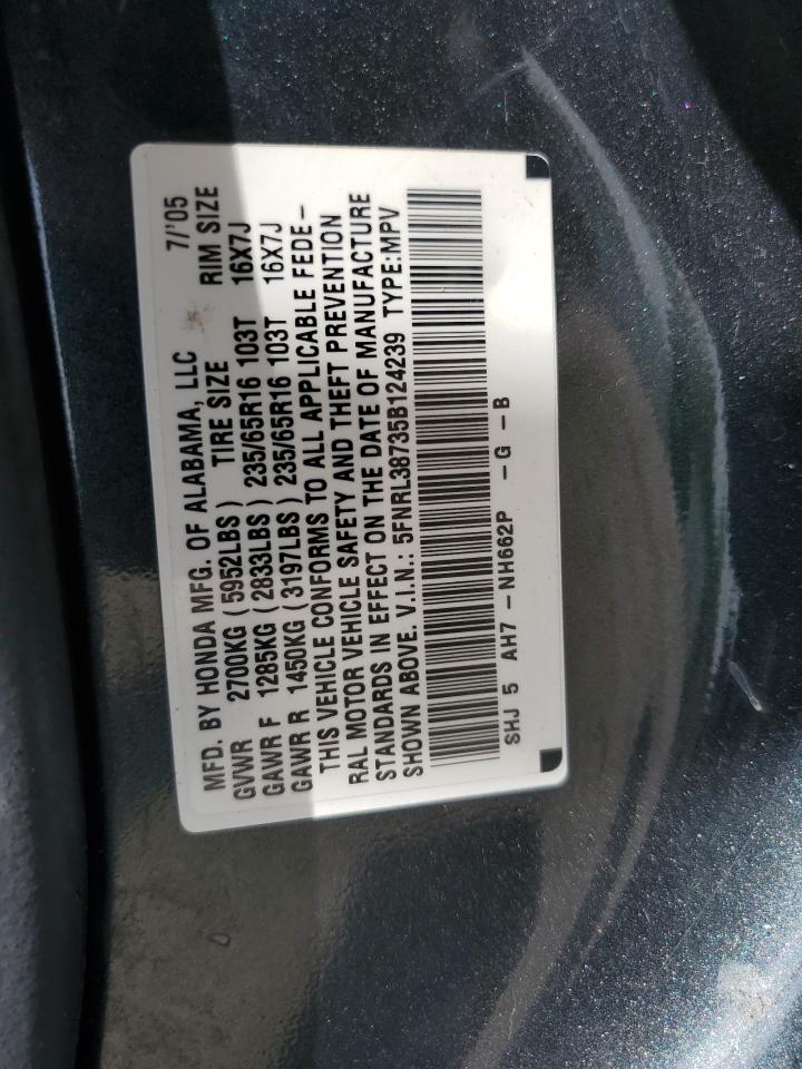 5FNRL38735B124239 2005 Honda Odyssey Exl