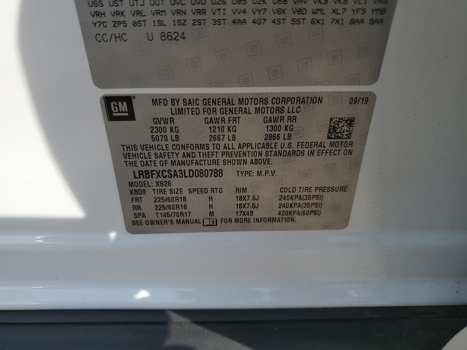 LRBFXCSA3LD080788 2020 Buick Envision Essence