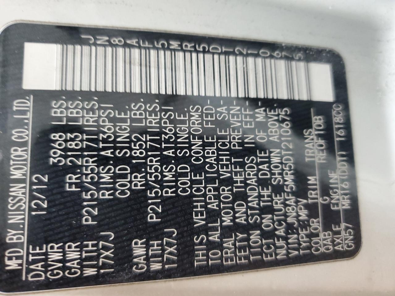 2013 Nissan Juke S VIN: JN8AF5MR5DT210675 Lot: 67324084