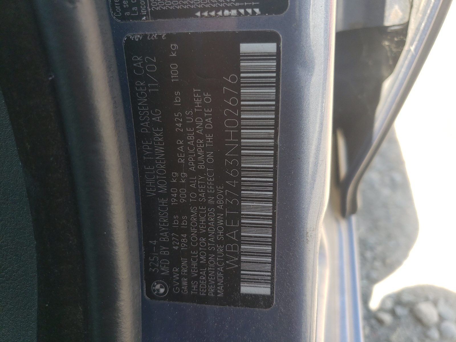 WBAET37463NH02676 2003 BMW 325 I