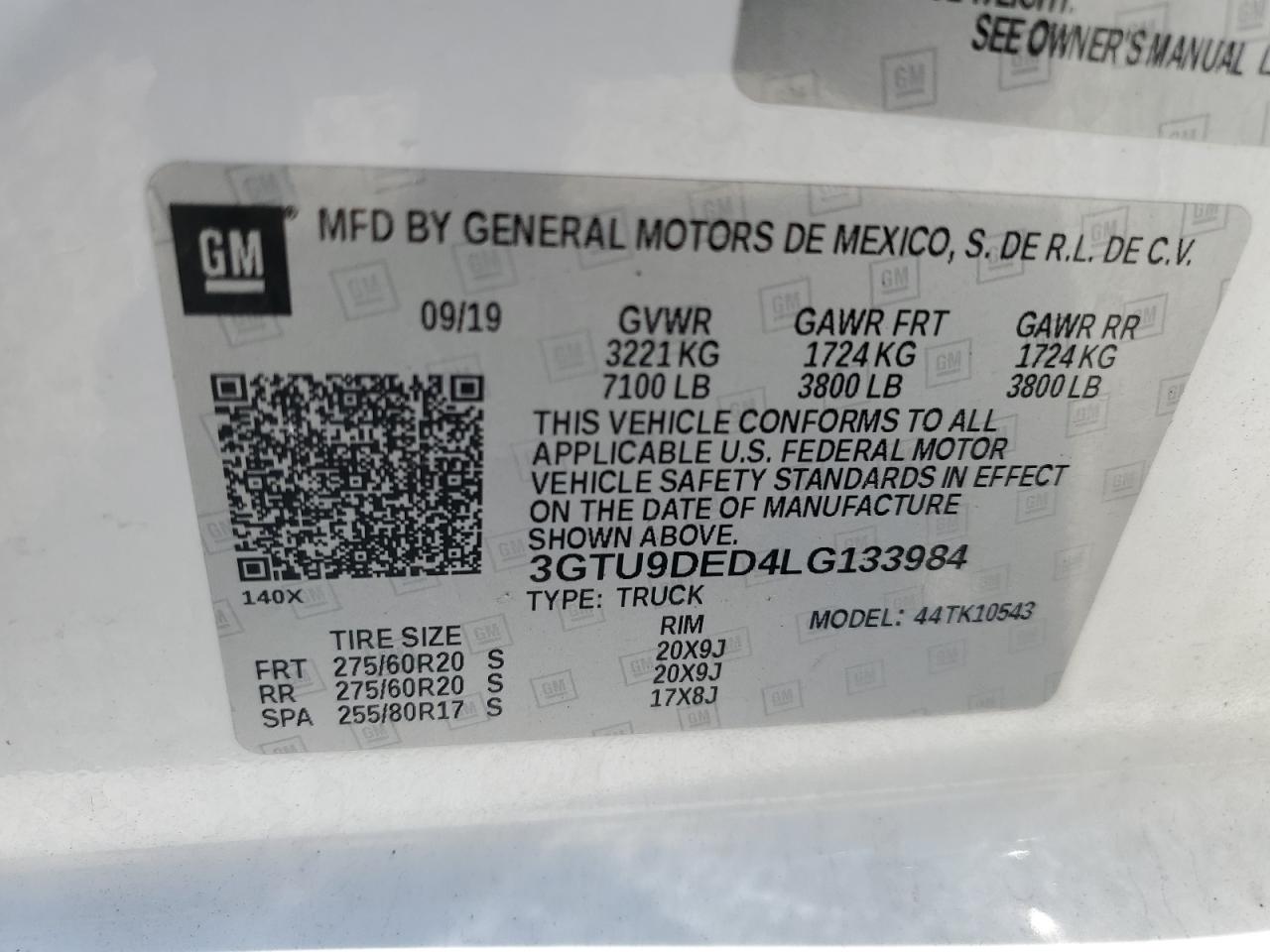 2020 GMC Sierra K1500 Slt VIN: 3GTU9DED4LG133984 Lot: 68041114