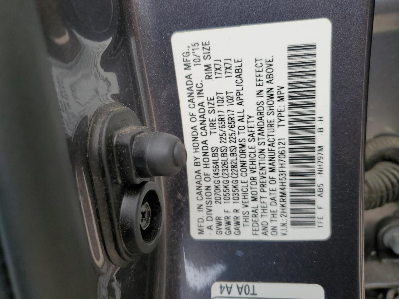 2015 Honda Cr-V Ex VIN: 2HKRM4H53FH706121 Lot: 65492674