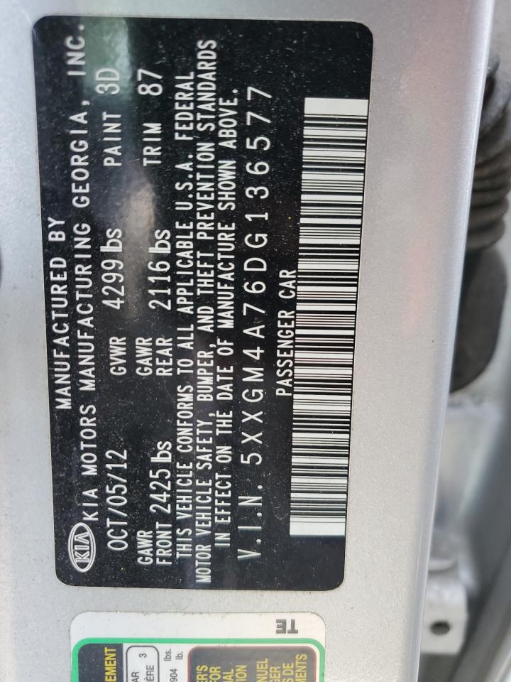 2013 Kia Optima Lx VIN: 5XXGM4A76DG136577 Lot: 61056324