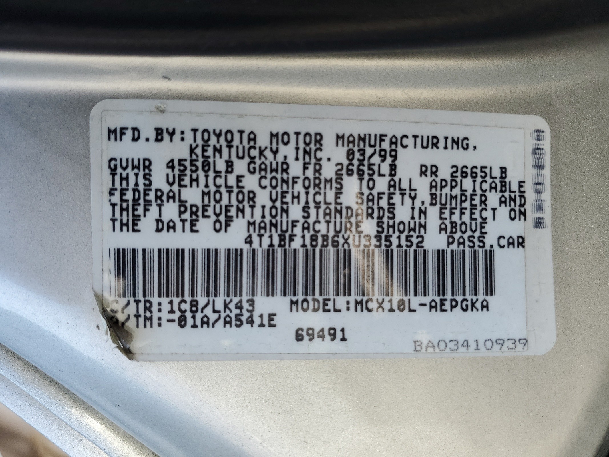 4T1BF18B6XU335152 1999 Toyota Avalon Xl