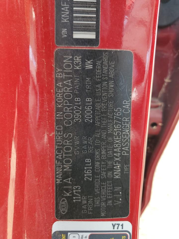 2014 Kia Forte Ex VIN: KNAFX4A8XE5167765 Lot: 65990004