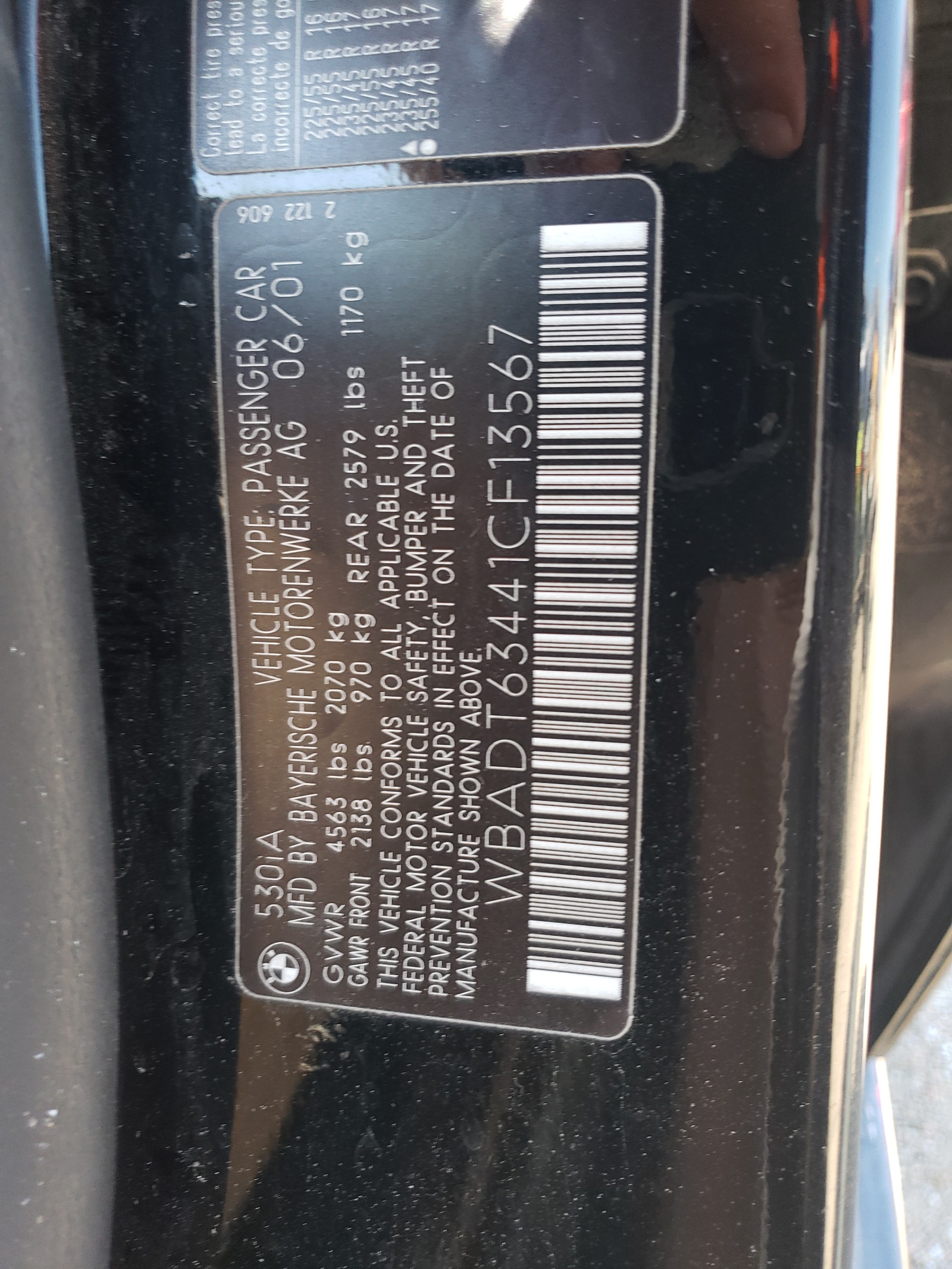 WBADT63441CF13567 2001 BMW 530 I Automatic