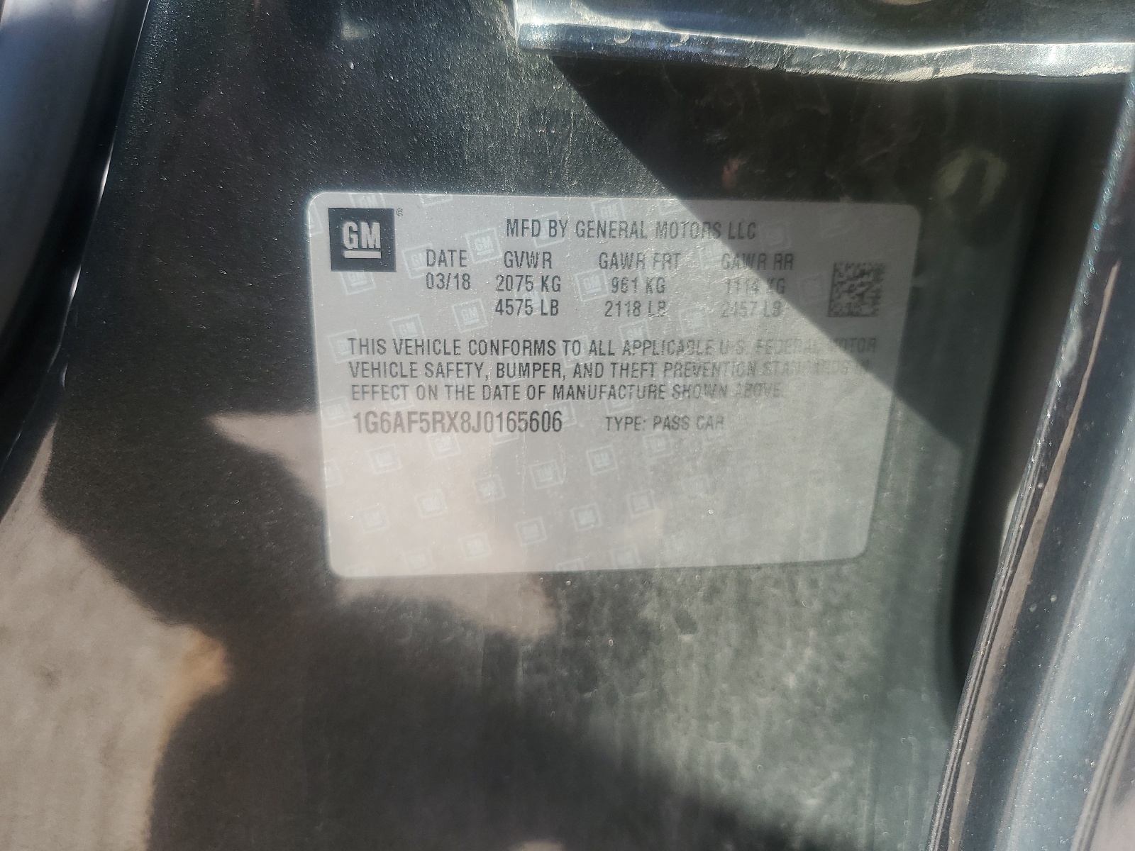 1G6AF5RX8J0165606 2018 Cadillac Ats Luxury