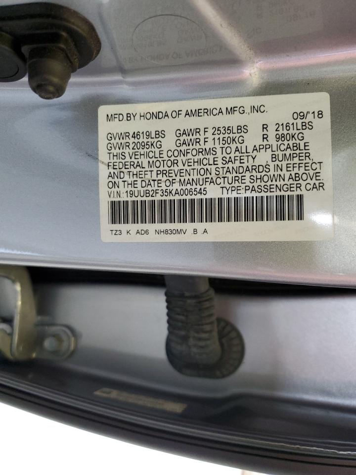 19UUB2F35KA006545 2019 Acura Tlx