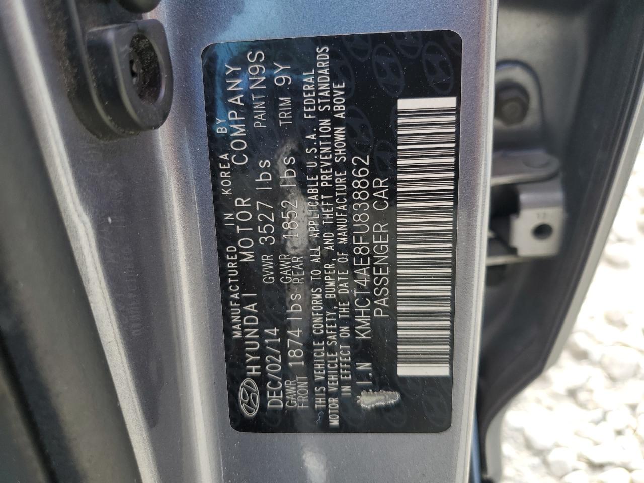 2015 Hyundai Accent Gls VIN: KMHCT4AE8FU838862 Lot: 67000224