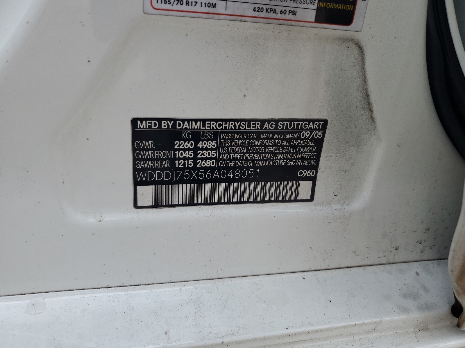 WDDDJ75X56A048051 2006 Mercedes-Benz Cls 500C