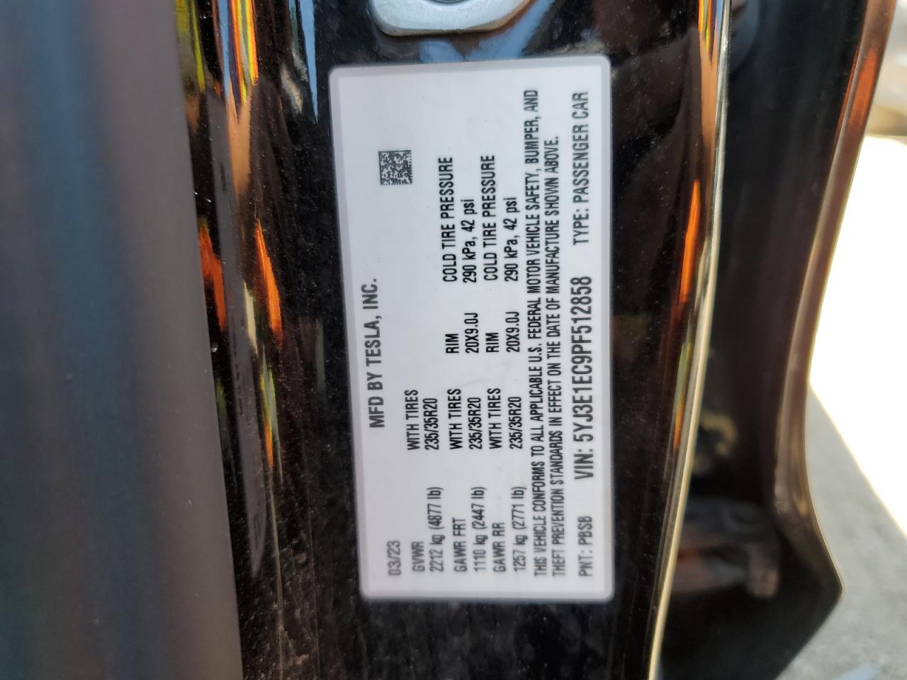 5YJ3E1EC9PF512858 2023 Tesla Model 3