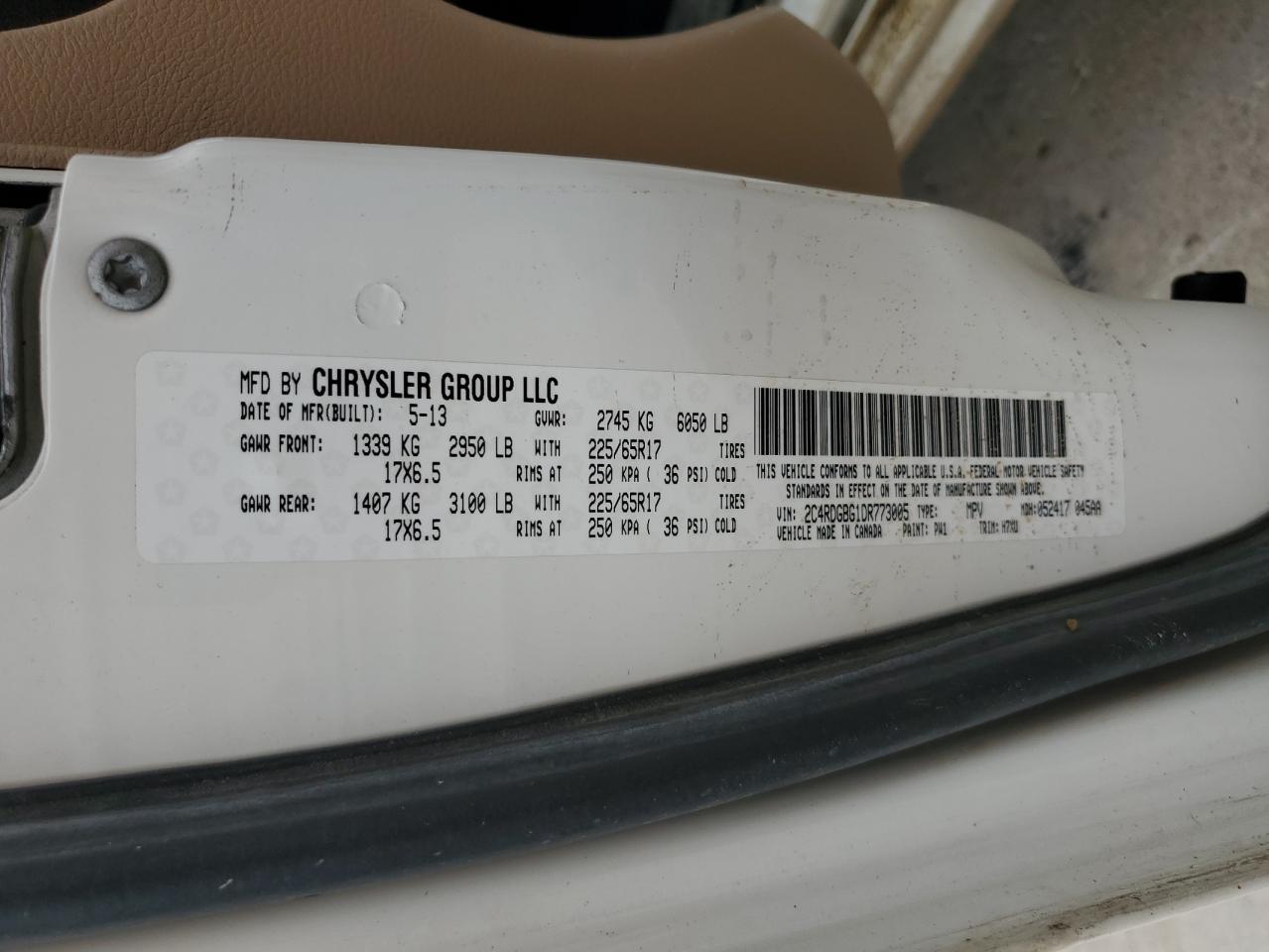 2C4RDGBG1DR773005 2013 Dodge Grand Caravan Se