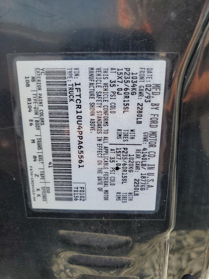 1993 Ford Ranger VIN: 1FTCR10U4PPA65561 Lot: 65247454