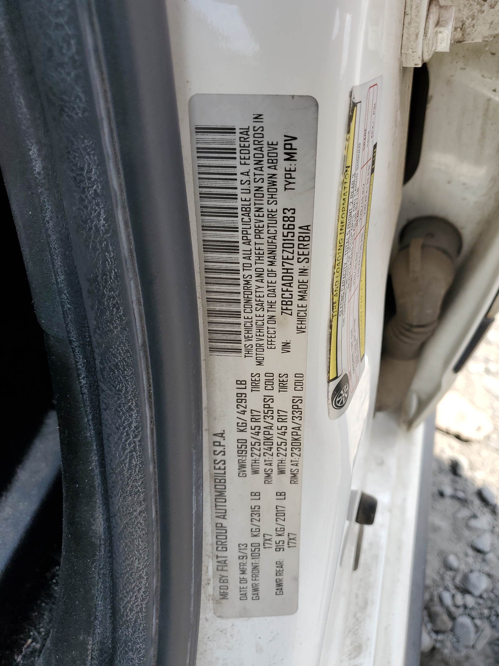 ZFBCFADH7EZ015683 2014 Fiat 500L Trekking