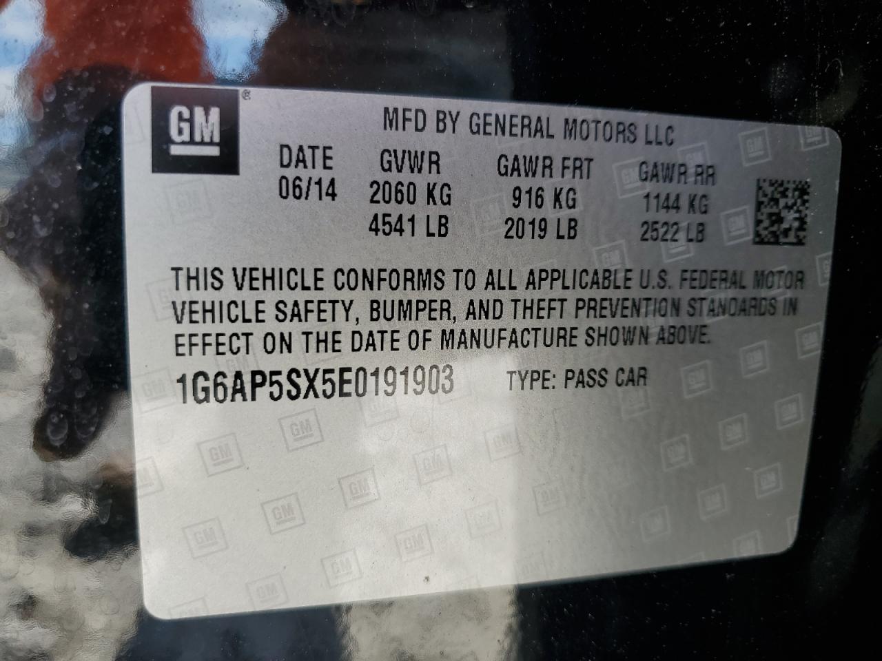 2014 Cadillac Cts VIN: 1G6AP5SX5E0191903 Lot: 66464484