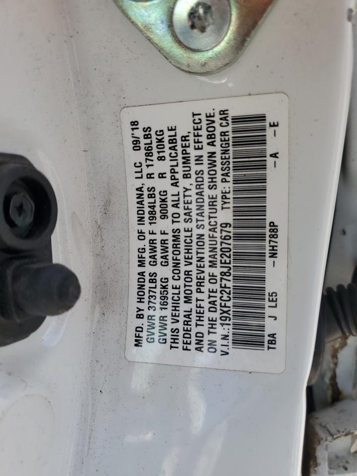 2018 Honda Civic Ex VIN: 19XFC2F78JE207679 Lot: 66825514