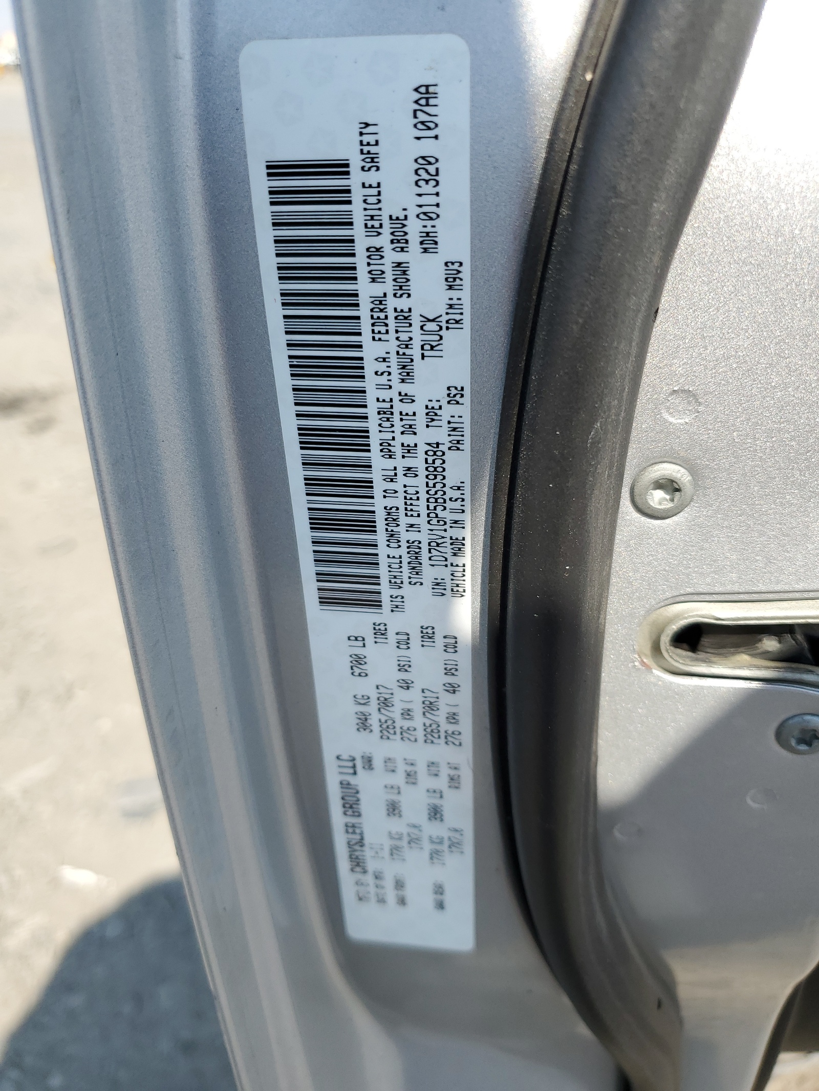 1D7RV1GP5BS598584 2011 Dodge Ram 1500