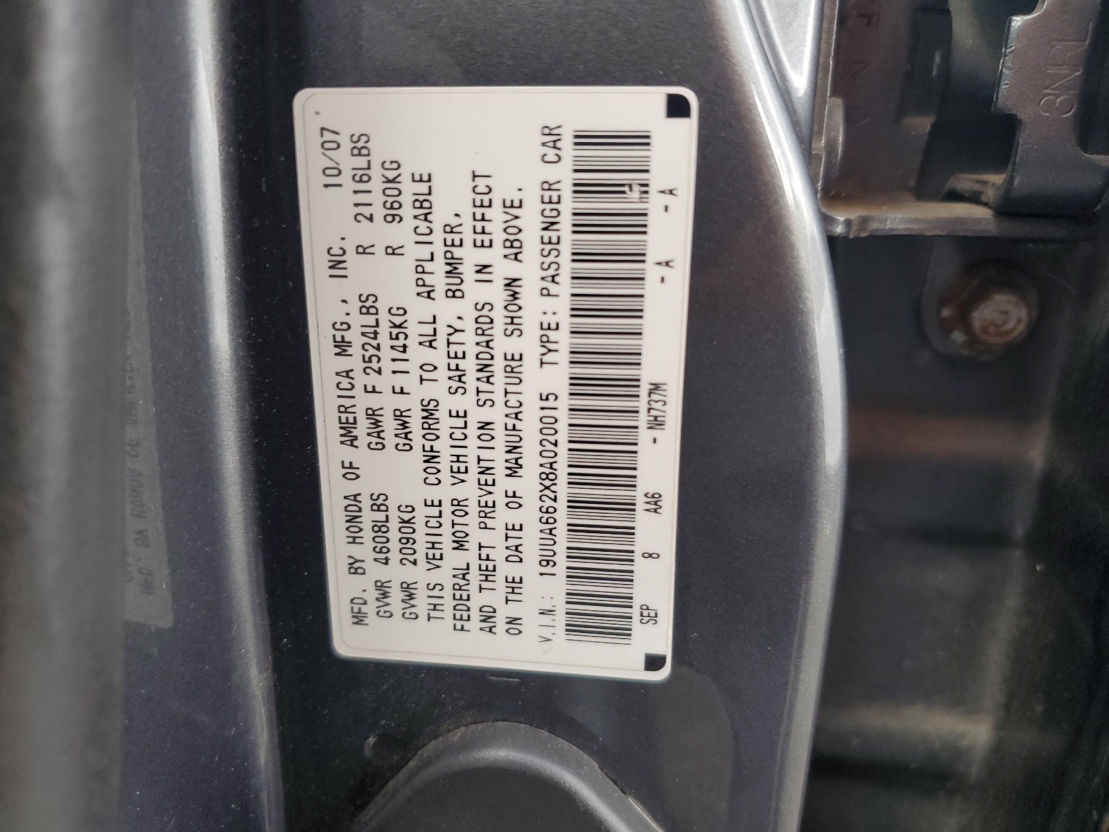 19UUA662X8A020015 2008 Acura Tl