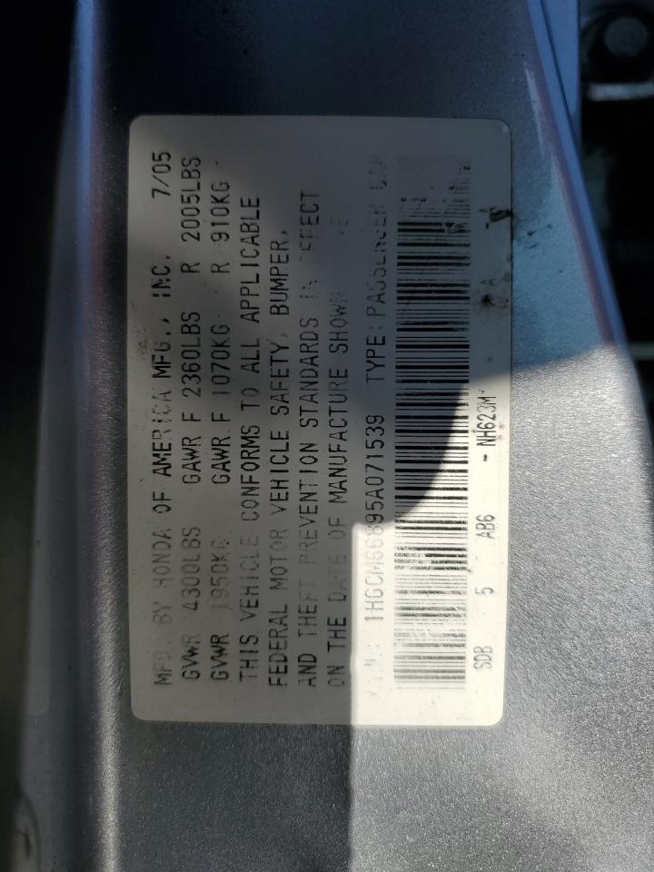 2005 Honda Accord Ex VIN: 1HGCM66895A071539 Lot: 66708284