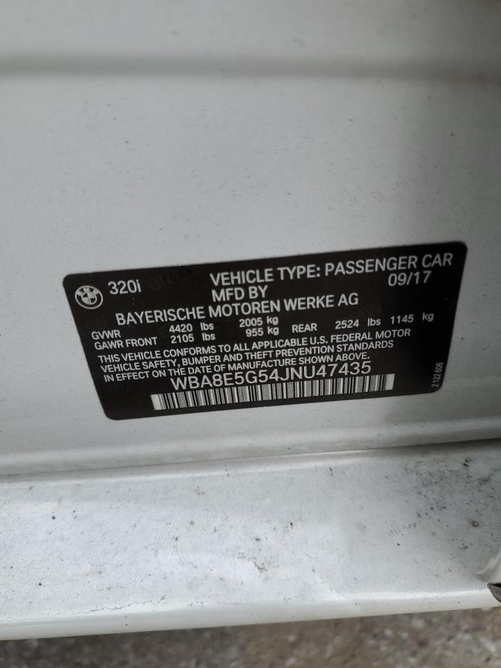 2018 BMW 320 Xi VIN: WBA8E5G54JNU47435 Lot: 66664514