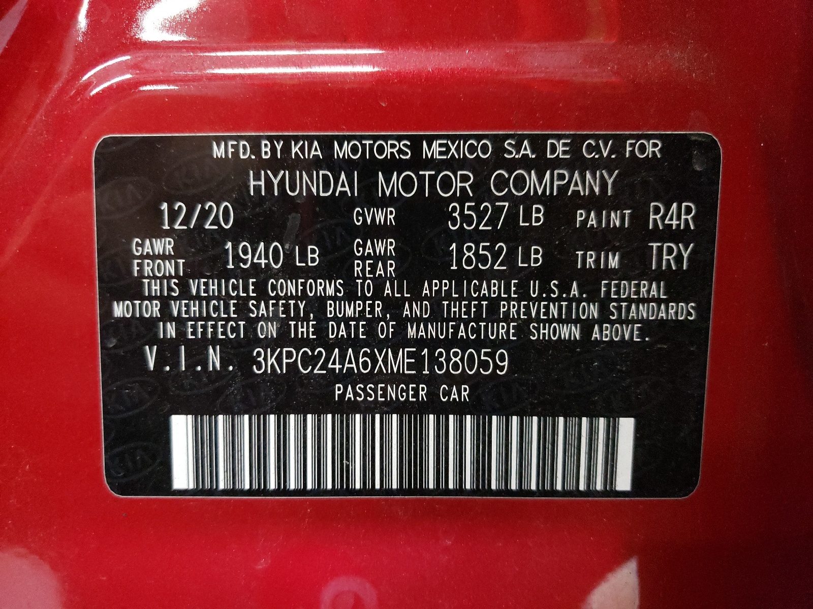 3KPC24A6XME138059 2021 Hyundai Accent Se