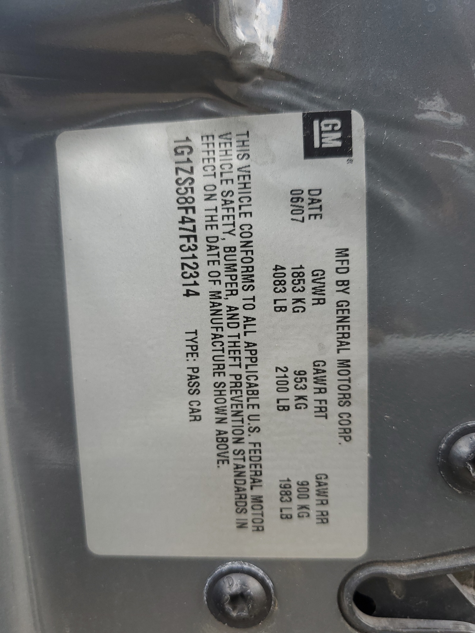 1G1ZS58F47F312314 2007 Chevrolet Malibu Ls